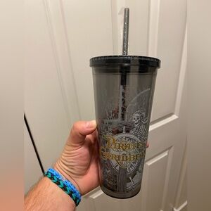 Disney Parks Pirates of the Caribbean Insulated Gray Travel Tumbler w/ Straw NWT